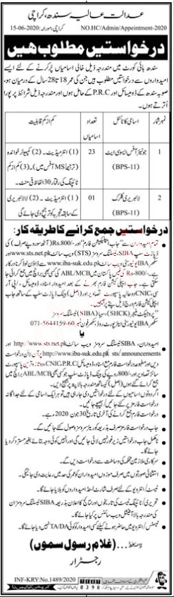 Sindh High Court Jobs 01