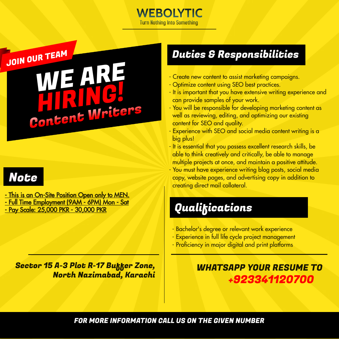Hiring Content Writer